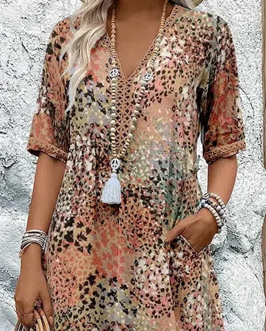 VIVIANA Linen-Cotton Midi Dress