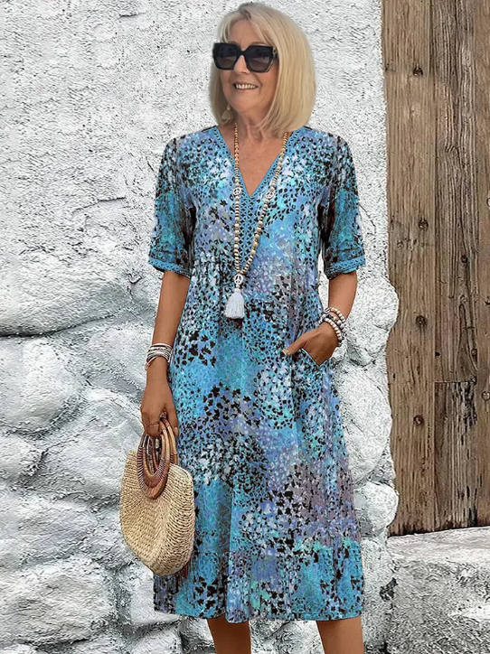 VIVIANA Linen-Cotton Midi Dress