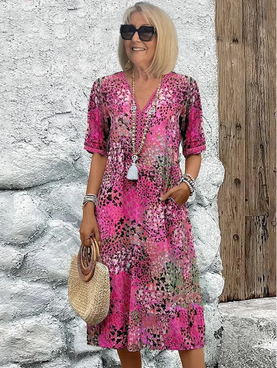 VIVIANA Linen-Cotton Midi Dress
