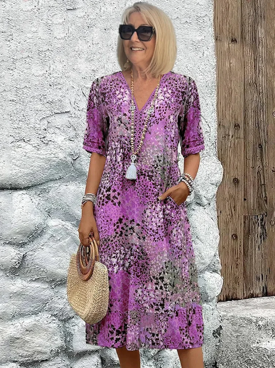 VIVIANA Linen-Cotton Midi Dress