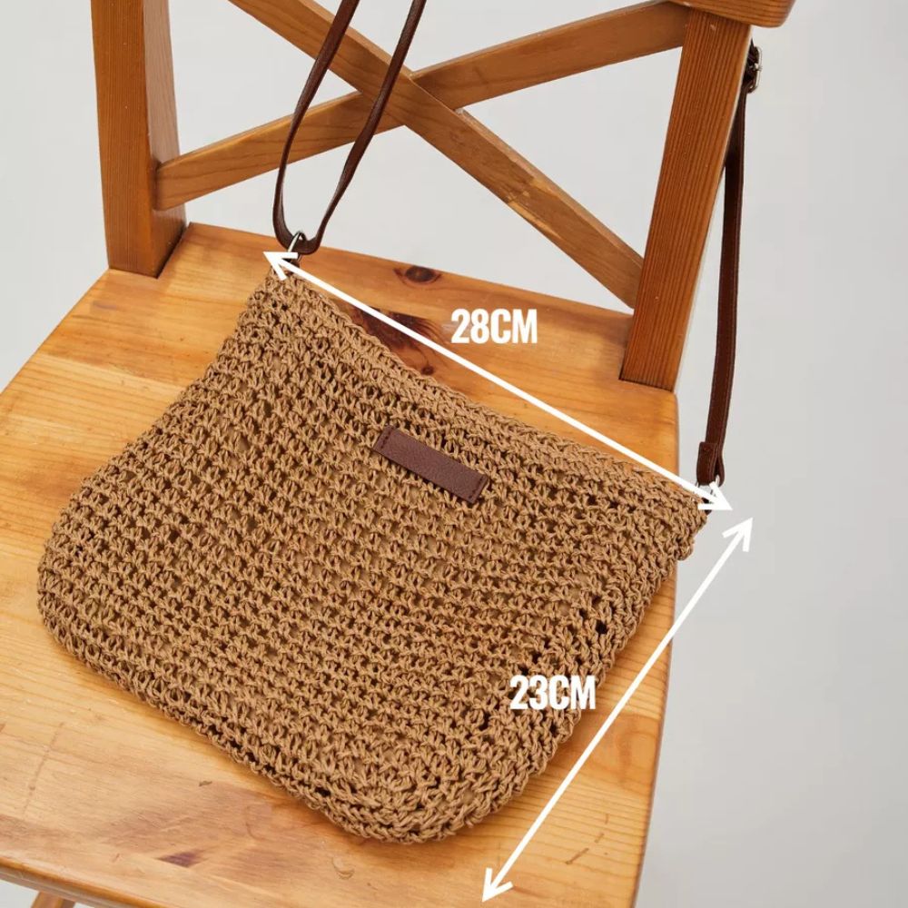LAYANA™ Vegan Leather & Straw Crossbody Bag