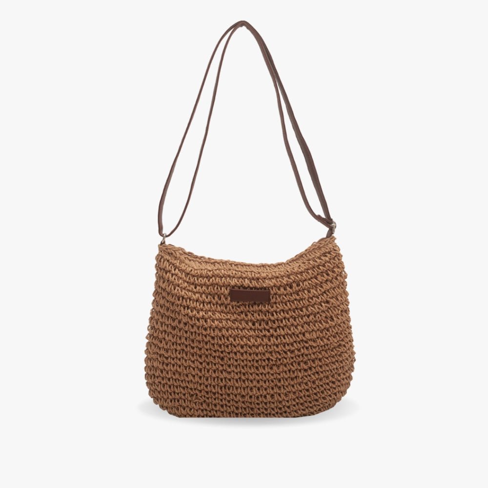 LAYANA™ Vegan Leather & Straw Crossbody Bag