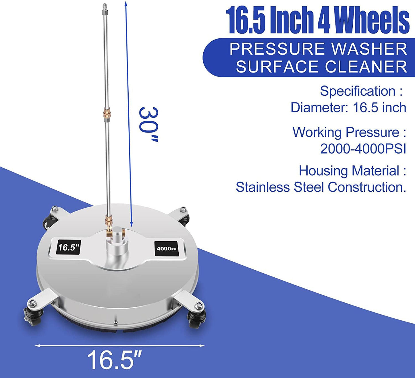 Multipurpose Pressure Washer Surface Cleaner with 2PCS Wand