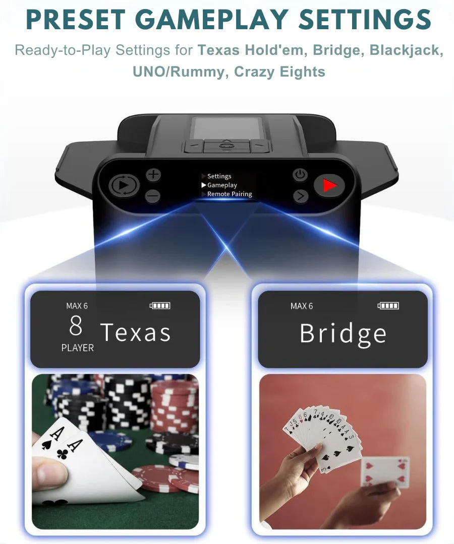 UniqStitch™ 2-in-1 Automatic Card Shuffler & Dealer With 4 Card Drawing Remotes