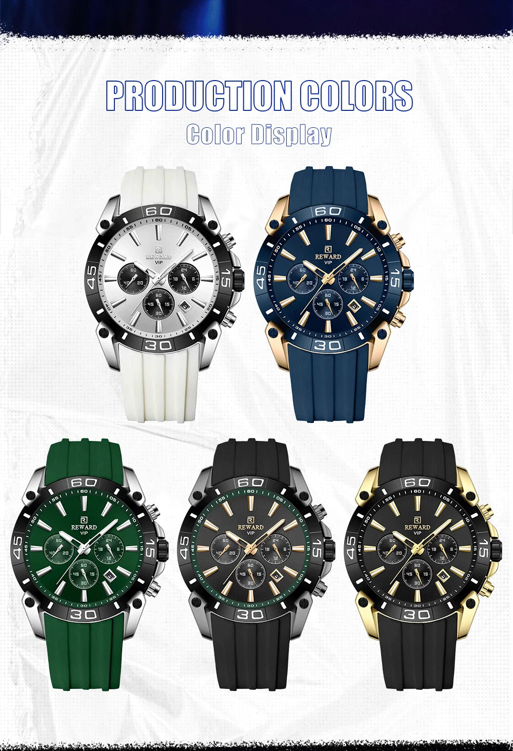 REWARD-Montre-bracelet étanche pour homme, chronographe Shoous, date, nouvelle mode