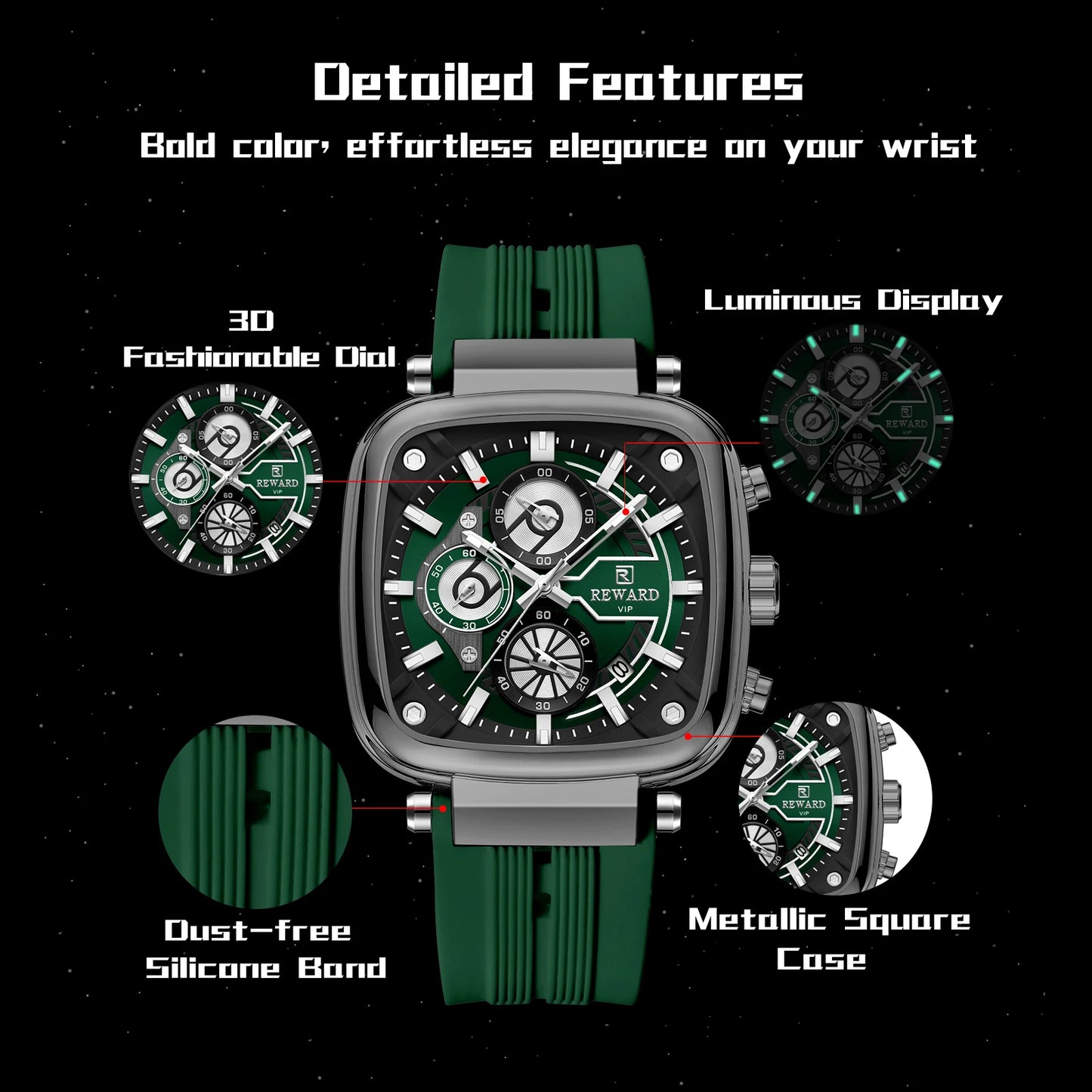 Stravon Square Chrono Sport Watch