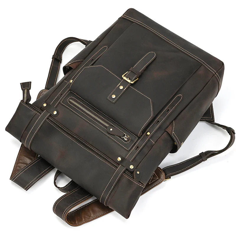 Premium Full-Grain Leather Laptop Backpack