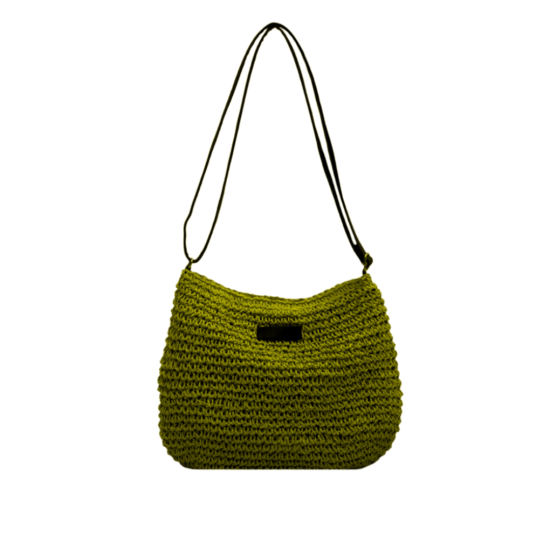 LAYANA™ Vegan Leather & Straw Crossbody Bag