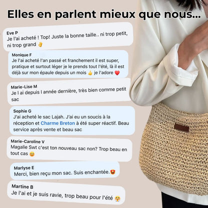 LAYANA™ Vegan Leather & Straw Crossbody Bag