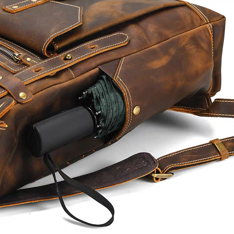 Premium Full-Grain Leather Laptop Backpack