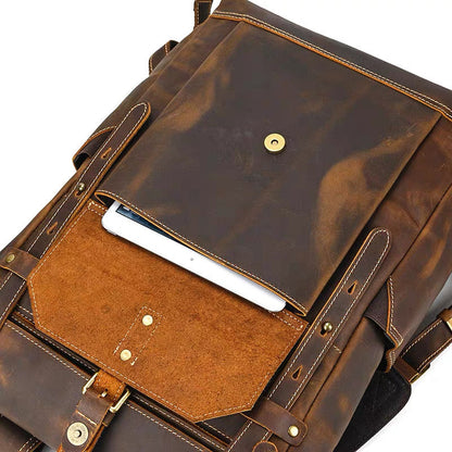 Premium Full-Grain Leather Laptop Backpack