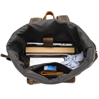 Premium Full-Grain Leather Laptop Backpack