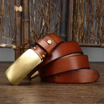 FERNANDO™ brede leren riem met brass gesp