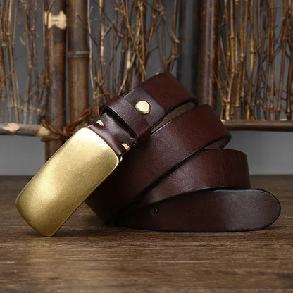 FERNANDO™ brede leren riem met brass gesp