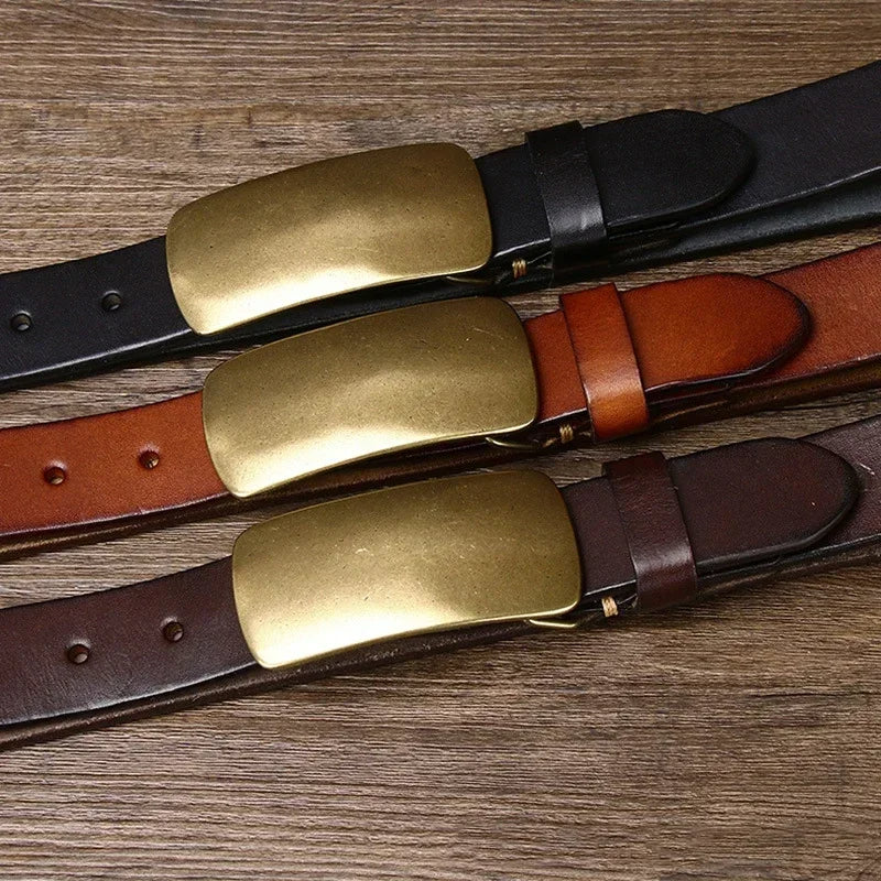 FERNANDO™ brede leren riem met brass gesp