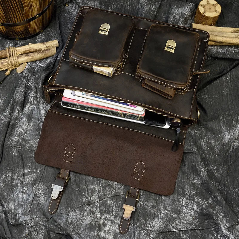 Men’s Leather Portfolio Messenger Bag