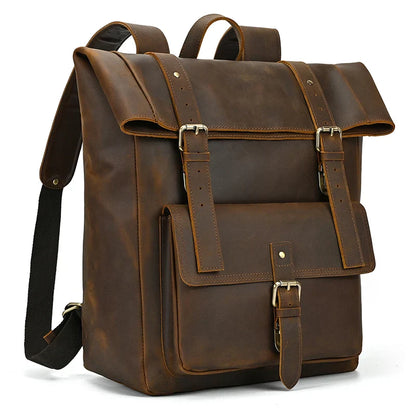 Luxury Handmade Full-Grain Leather Laptop Backpack