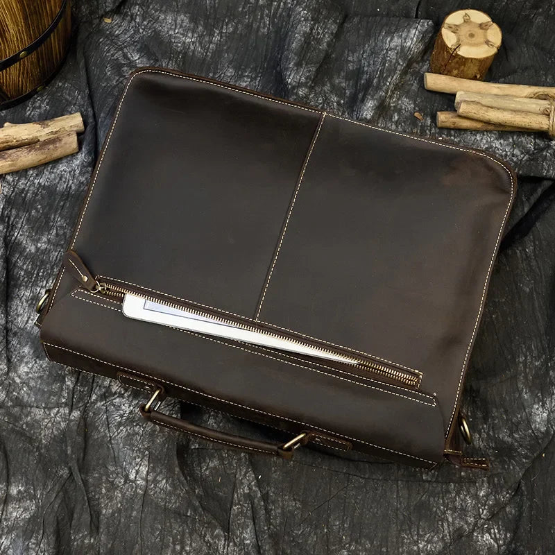 Men’s Leather Portfolio Messenger Bag