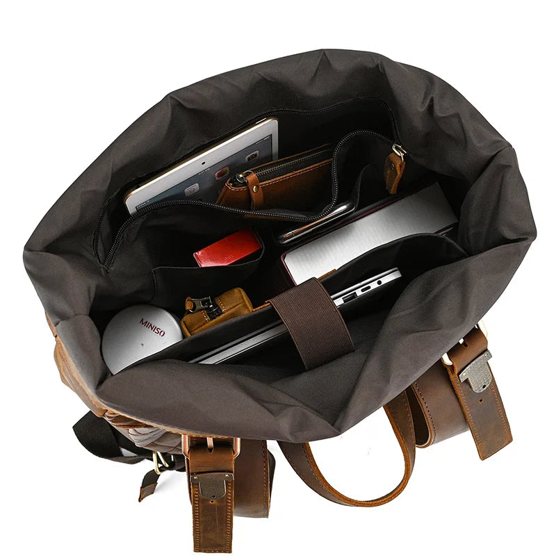 Luxury Handmade Full-Grain Leather Laptop Backpack