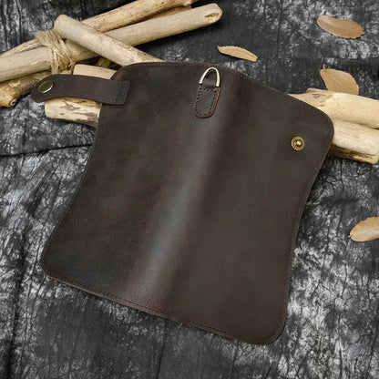Genuine Leather Bifold Long Wallet Snap Card Holder