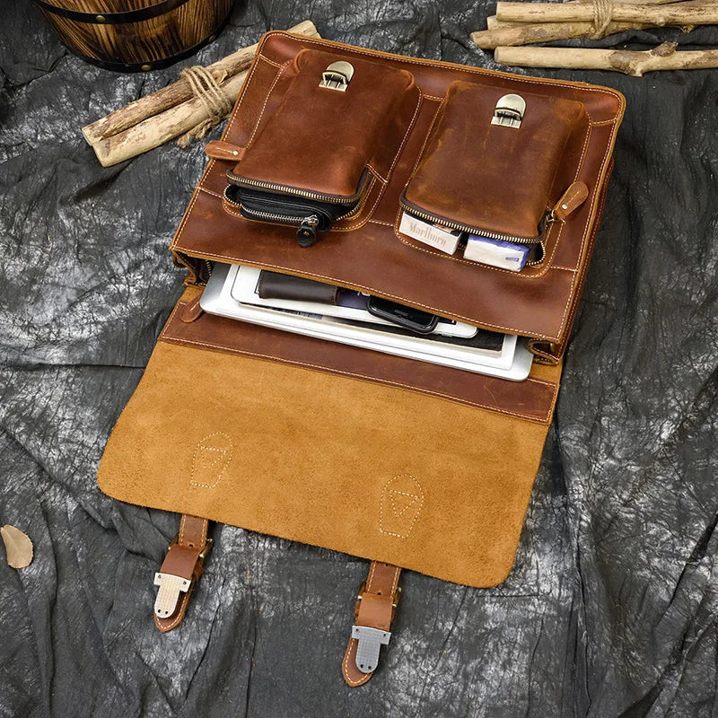 Men’s Leather Portfolio Messenger Bag