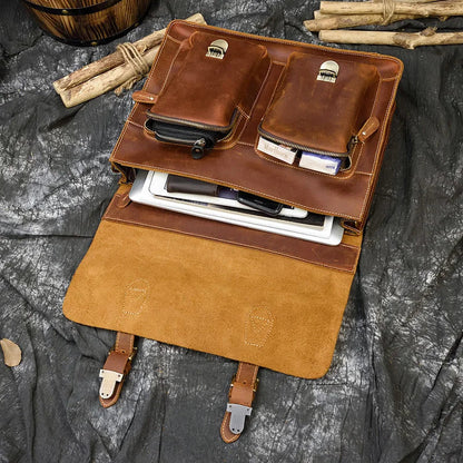 Men’s Leather Portfolio Messenger Bag