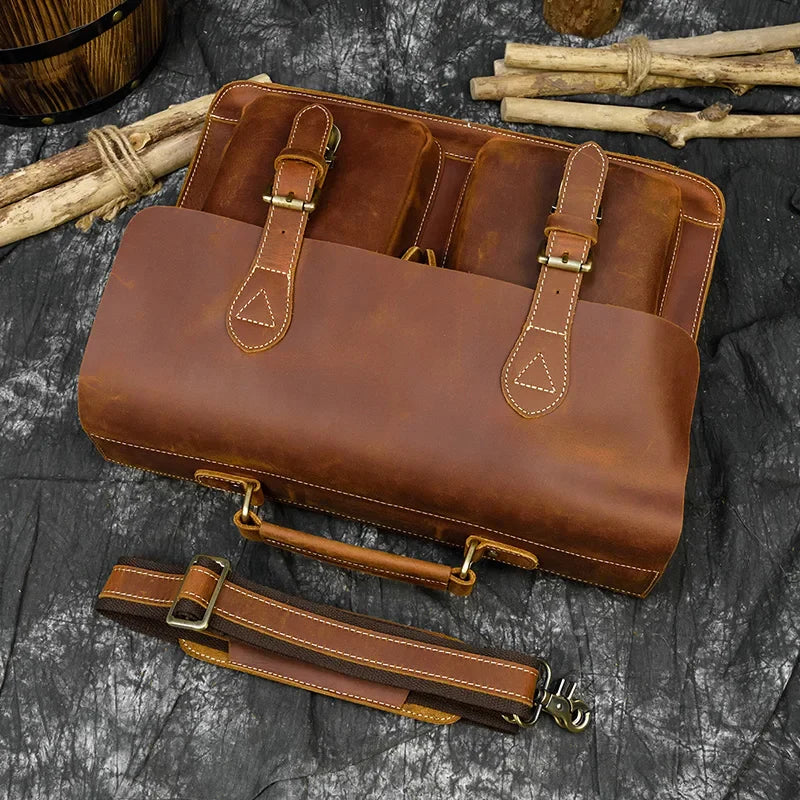 Men’s Leather Portfolio Messenger Bag