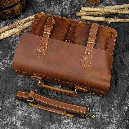 Men’s Leather Portfolio Messenger Bag