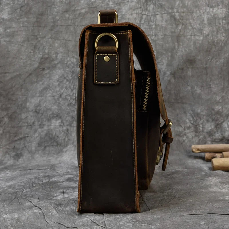 Men’s Leather Portfolio Messenger Bag