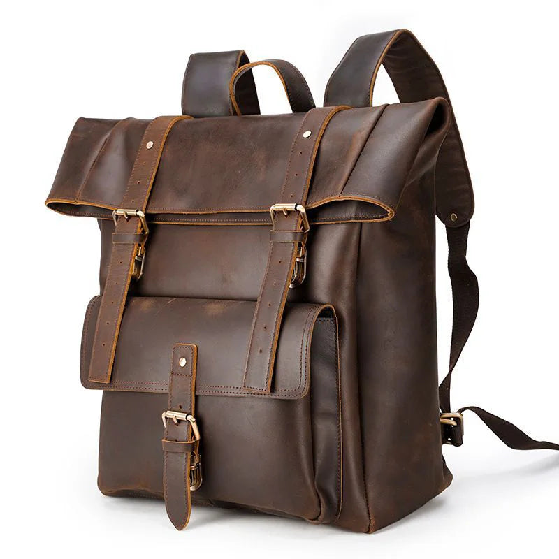 Luxury Handmade Full-Grain Leather Laptop Backpack