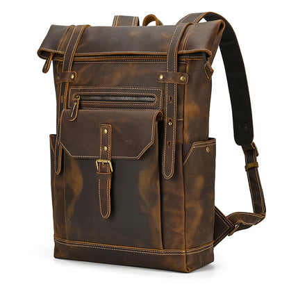 Premium Full-Grain Leather Laptop Backpack