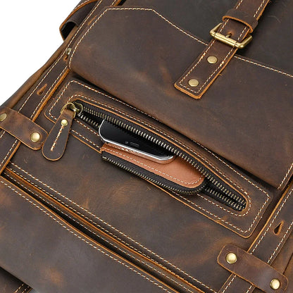Premium Full-Grain Leather Laptop Backpack