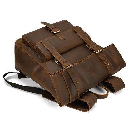 Luxury Handmade Full-Grain Leather Laptop Backpack