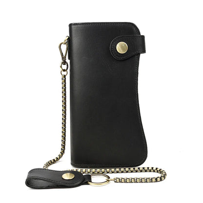 Genuine Leather Bifold Long Wallet Snap Card Holder