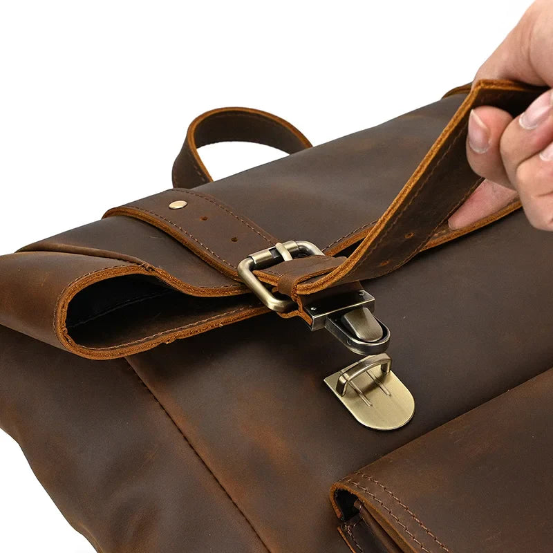 Luxury Handmade Full-Grain Leather Laptop Backpack