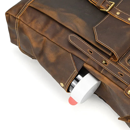Premium Full-Grain Leather Laptop Backpack