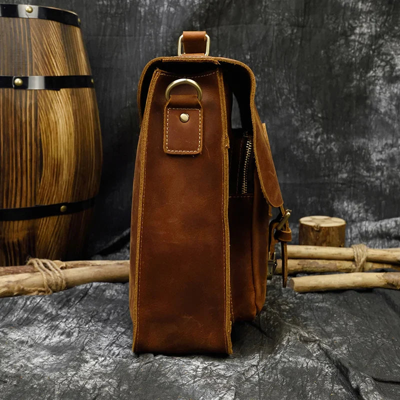 Men’s Leather Portfolio Messenger Bag
