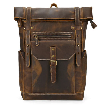 Premium Full-Grain Leather Laptop Backpack
