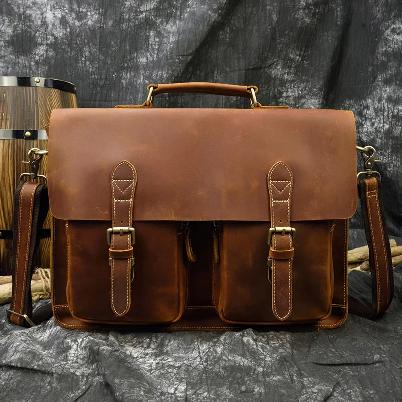 Men’s Leather Portfolio Messenger Bag