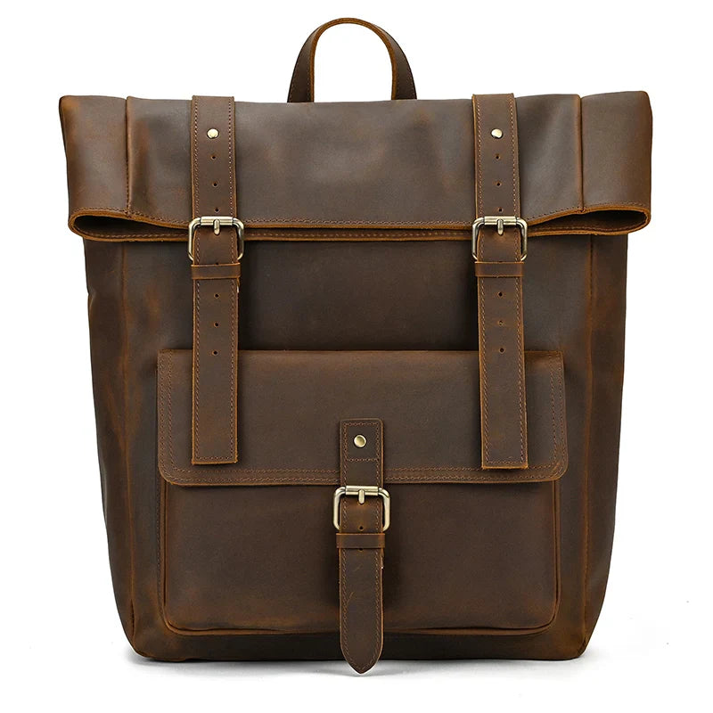 Luxury Handmade Full-Grain Leather Laptop Backpack