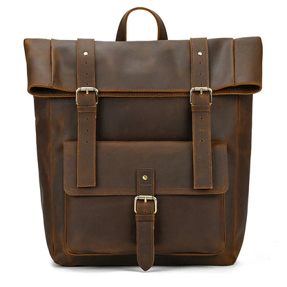 Luxury Handmade Full-Grain Leather Laptop Backpack