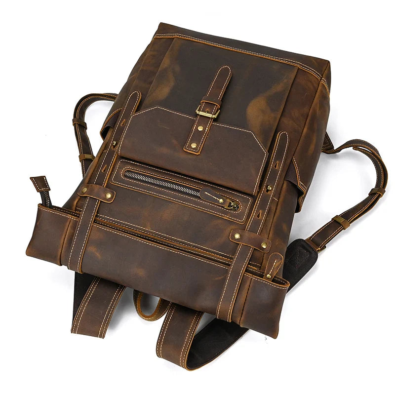 Premium Full-Grain Leather Laptop Backpack