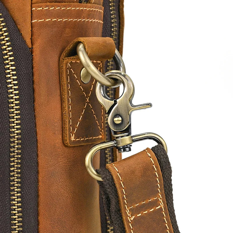 Handmade Full-Grain Leather Briefcase – Fits 17" Laptop