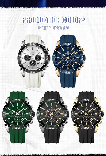 REWARD-Montre-bracelet étanche pour homme, chronographe Shoous, date, nouvelle mode