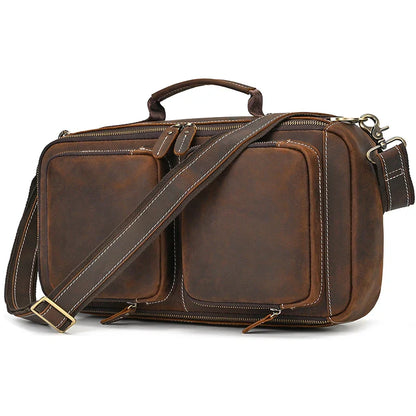 Handmade Top-Grain Leather 3-Way Bag Fanny Pack