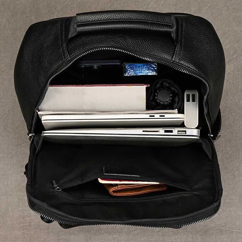 Sac à dos imperméable en cuir véritable tendance