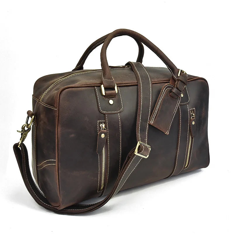 Natural Cowskin Leather Weekend Bag
