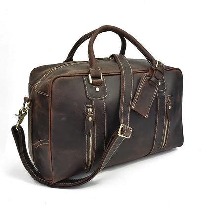 Natural Cowskin Leather Weekend Bag