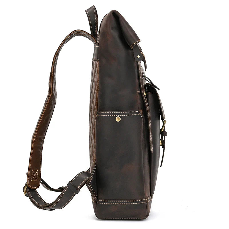 Premium Full-Grain Leather Laptop Backpack
