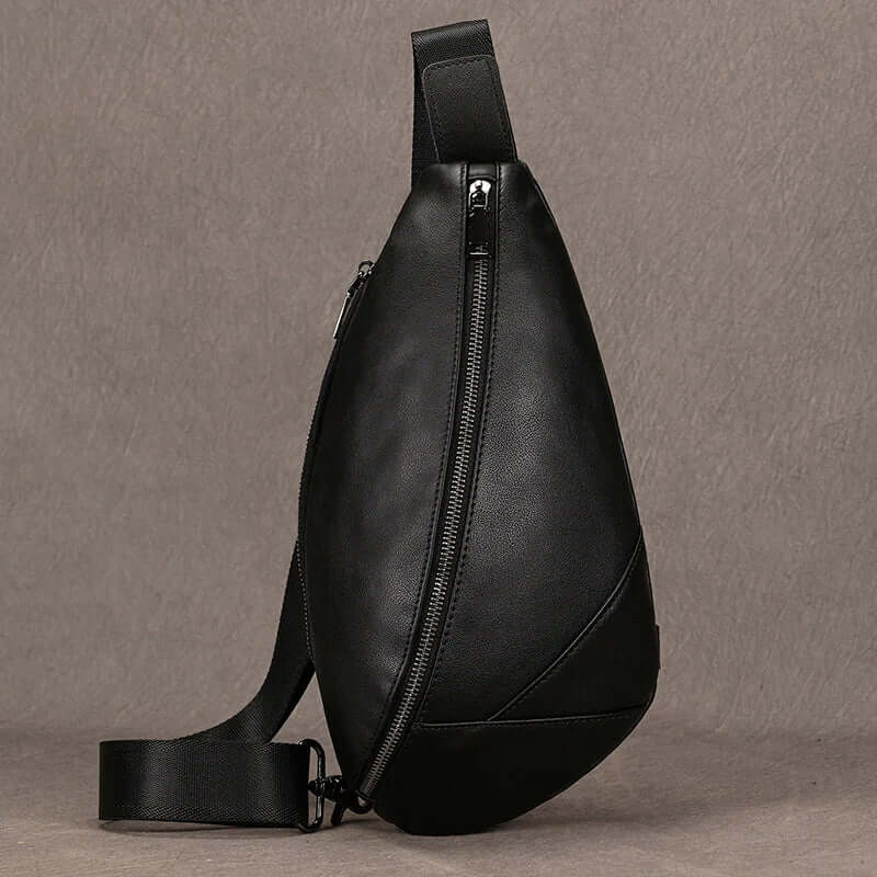 Stijlvolle zwarte leren crossbody-tas heuptas